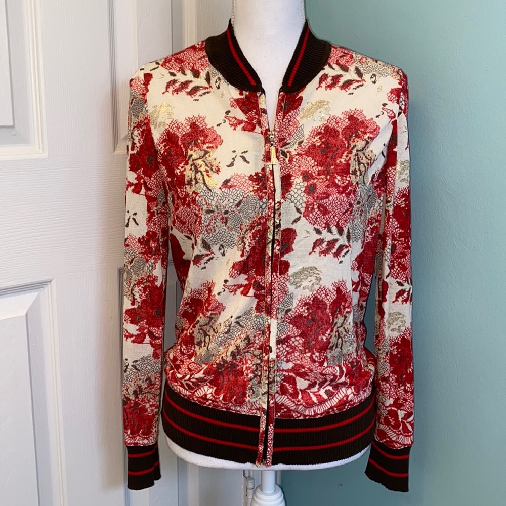 STIZZOLI MADE IN ITALY ZIP UP FLORAL CARDIGAN